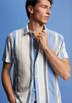 ESPRIT Kurzarm Mit Streifen - Overhemd - Bright Blue -ESPRIT Winkel 1263ab8080104ba7bd93736a48940e7d