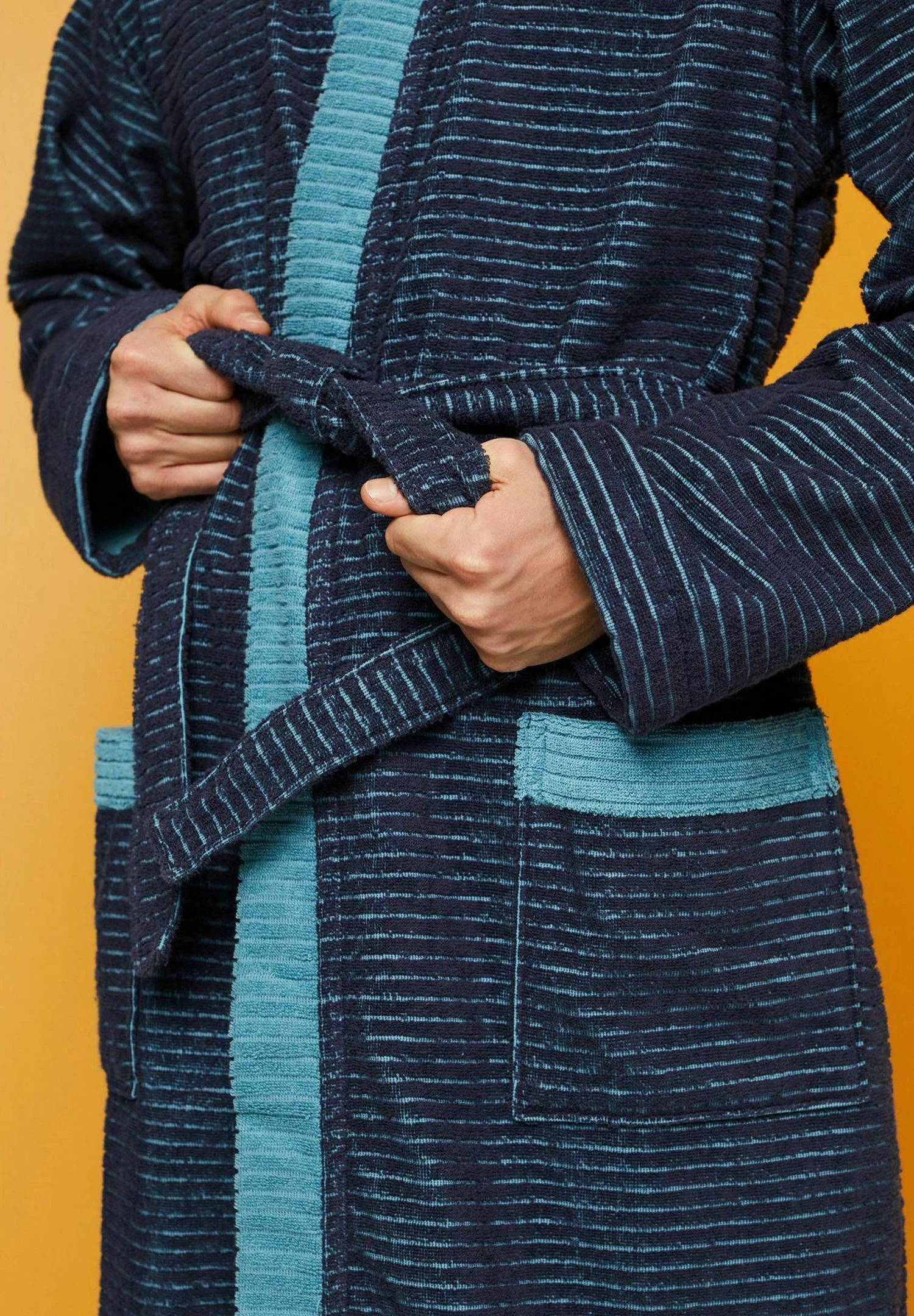 ESPRIT Mit Strukturstreifen - Badjas - Navy Blue 6 ESPRIT Mit Strukturstreifen - Badjas - Navy Blue - Afbeelding 6