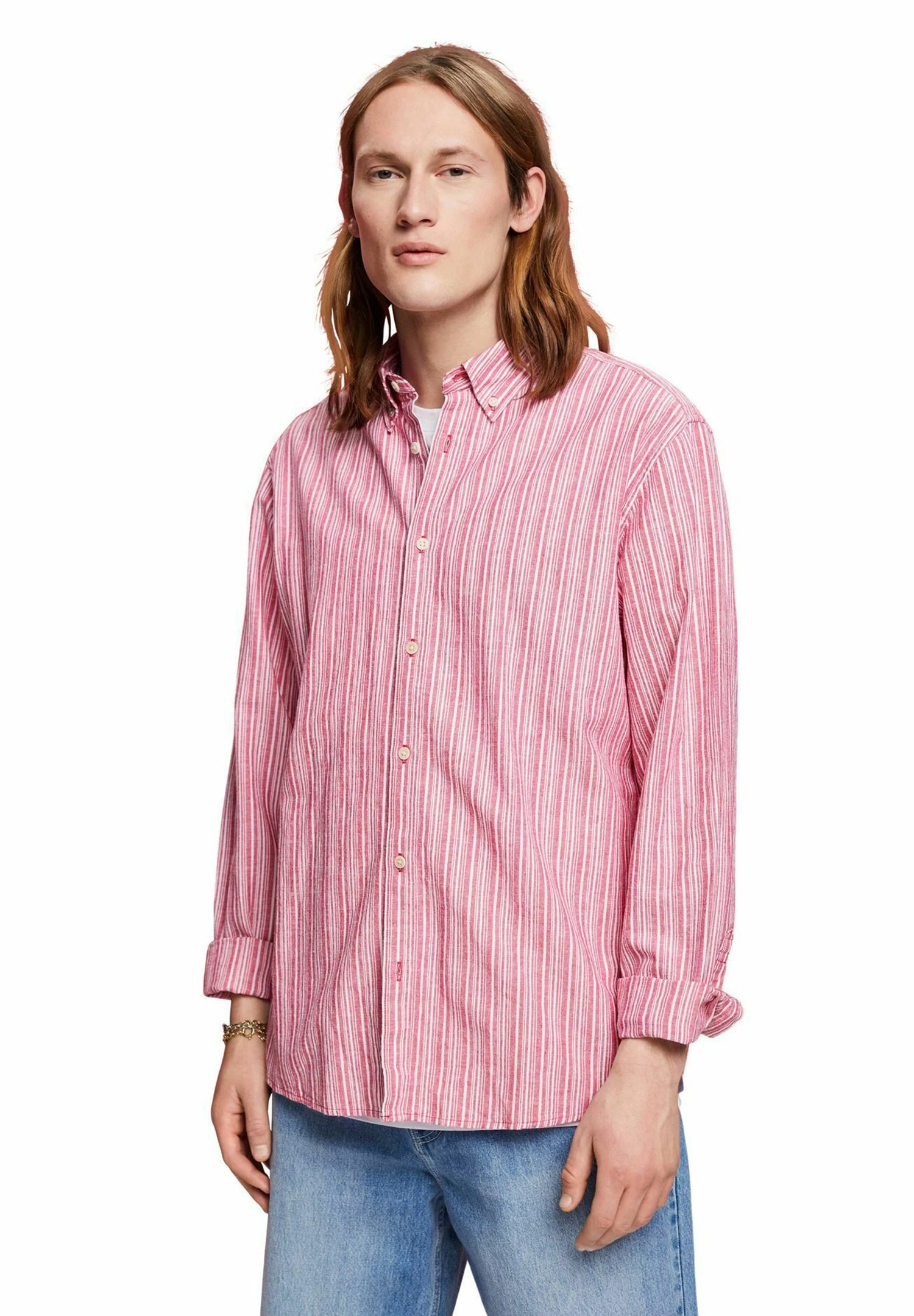 ESPRIT Streifen Mit Anteil - Overhemd - Dark Pink 1 ESPRIT Streifen Mit Anteil - Overhemd - Dark Pink