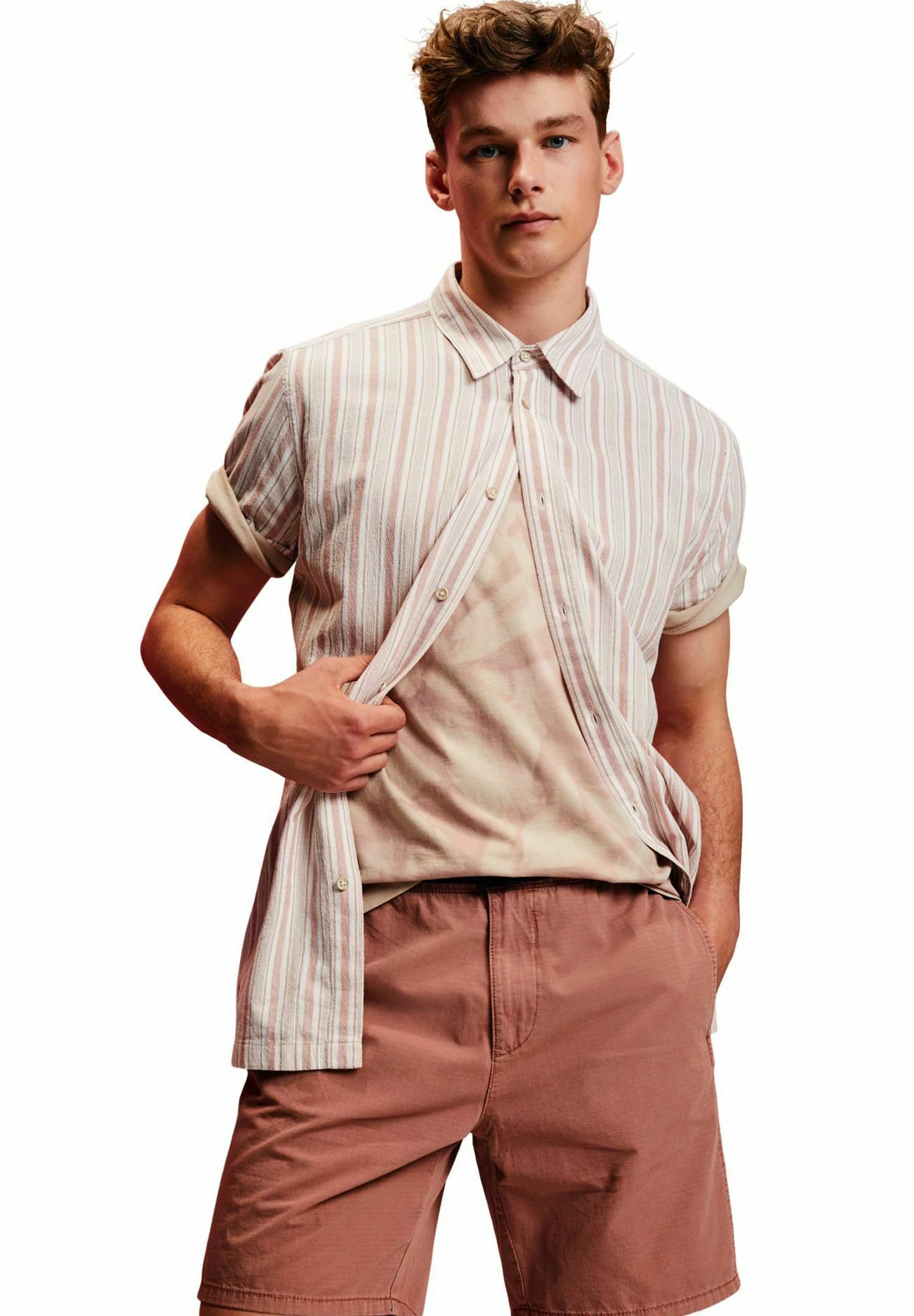 Edc By Esprit Kurzärmeliges- Overhemd - Dark Old Pink 1 Edc By Esprit Kurzärmeliges- Overhemd - Dark Old Pink