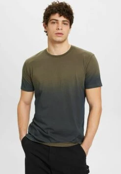 Edc By Esprit Zweifarbig Blass Gefärbtes - T-Shirt Print - Khaki Green