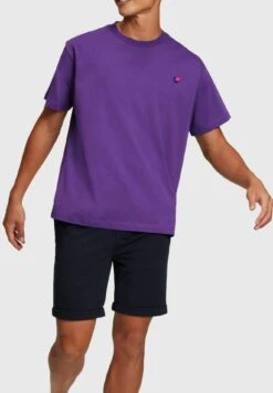 ESPRIT Yagi Archive Mit Logo Und Rundhalsausschnitt - T-Shirt Basic - Dark Purple