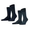 ESPRIT Fine Stripe 2-Pack With Pattern - Sokken - Marine