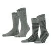 ESPRIT Fine Stripe 2-Pack With Pattern - Sokken - Light Grey