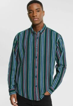 Edc By Esprit Mit Streifen - Overhemd - Dark Teal Green
