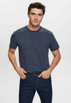ESPRIT Mit Feinen Streifen - T-Shirt Print - Navy