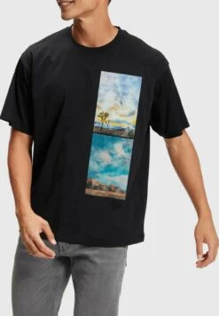 ESPRIT Mit Abgesetztem Landschafts-Print - T-Shirt Print - Black