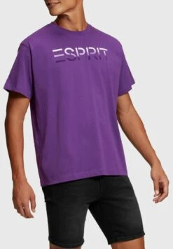 ESPRIT Mit Beflocktem Logo-Aufnäher - T-Shirt Print - Dark Purple