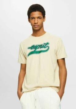 ESPRIT Mit Retro-Logo - T-Shirt Print - Beige