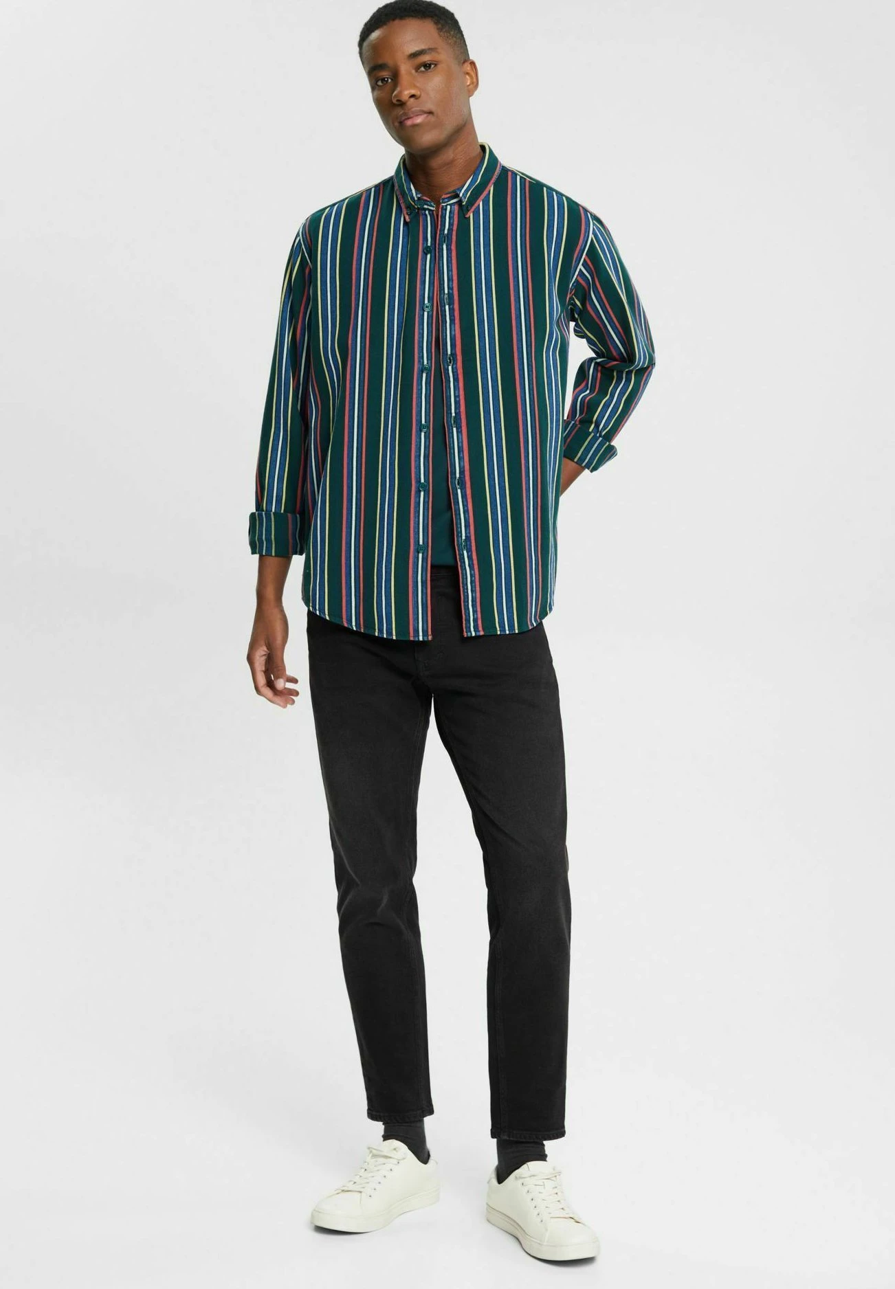 Edc By Esprit Mit Streifen - Overhemd - Dark Teal Green 2 Edc By Esprit Mit Streifen - Overhemd - Dark Teal Green - Afbeelding 2