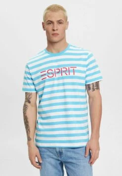 ESPRIT Gestreiftes - T-Shirt Print - Turquoise