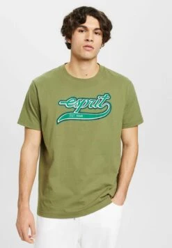 ESPRIT Mit Retro-Logo - T-Shirt Print - Olive