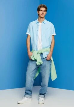 ESPRIT Kurzarm Mit Hahnentrittmuster - Overhemd - Turquoise