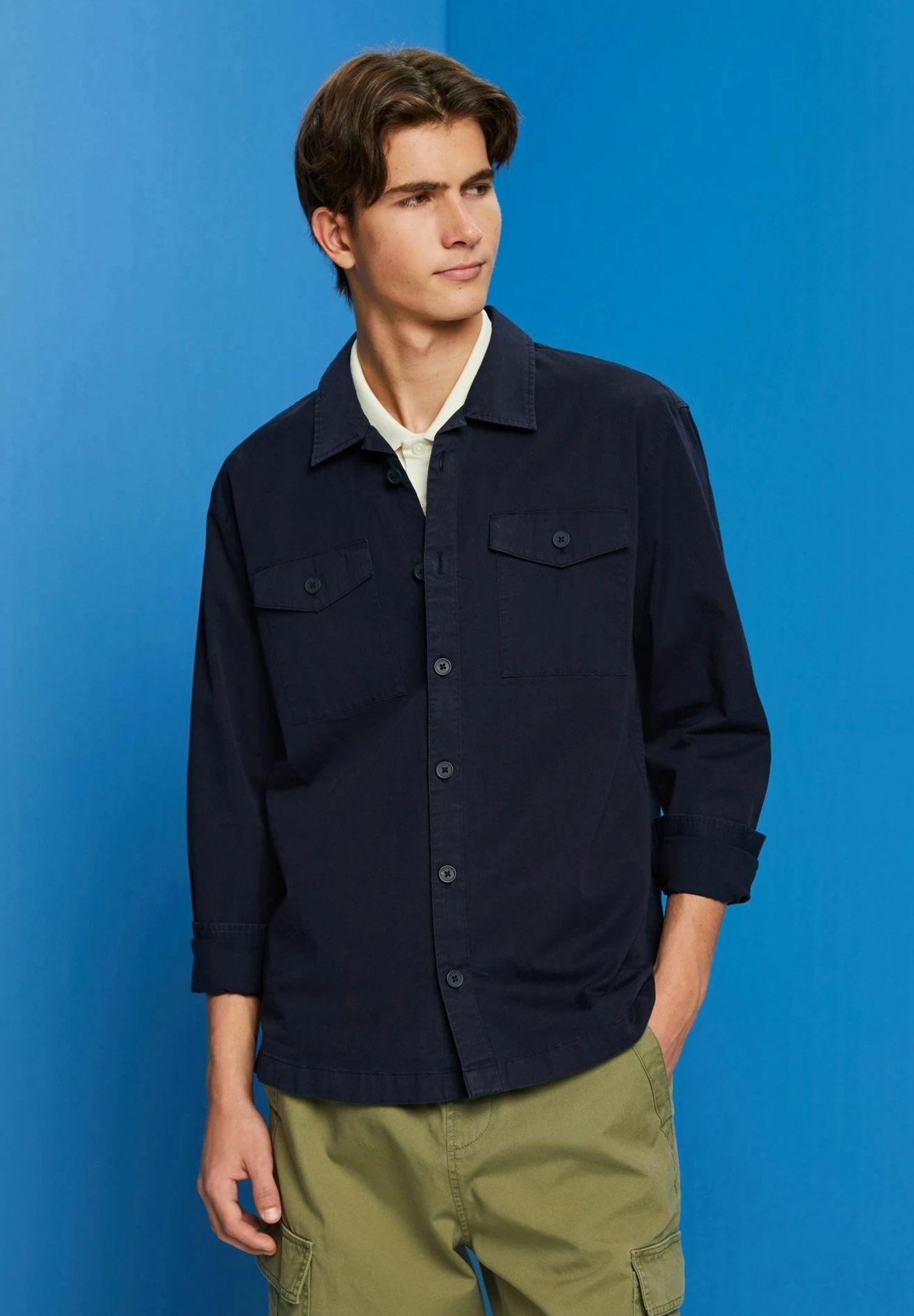 ESPRIT Mit Zwei Brusttaschen - Overhemd - Navy 2 ESPRIT Mit Zwei Brusttaschen - Overhemd - Navy - Afbeelding 2