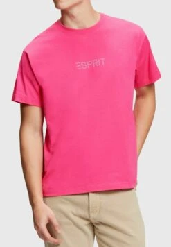 ESPRIT Mit Logo-Aufnäher Mit Nieten - T-Shirt Print - Pink Fuchsia